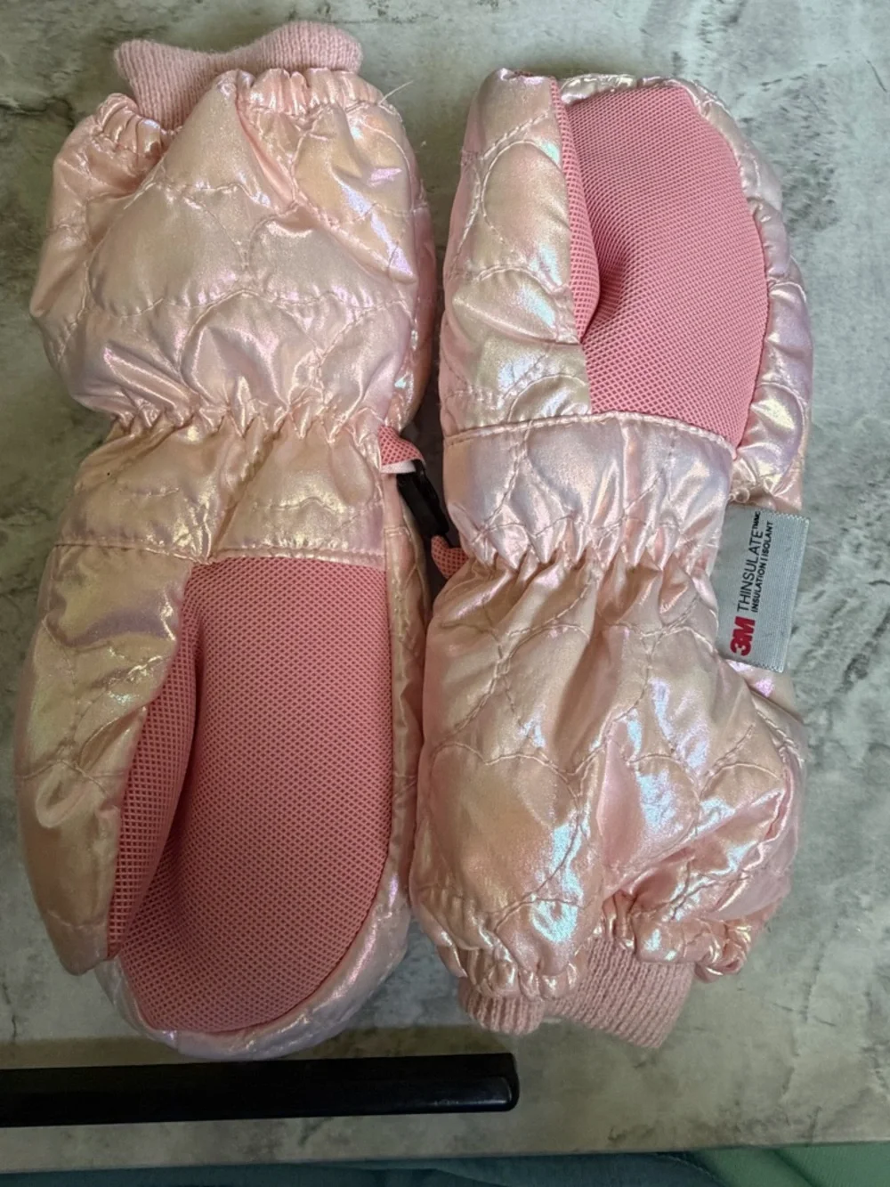3M Thinsulate Pink Iridescent Quilted Kids Mittens